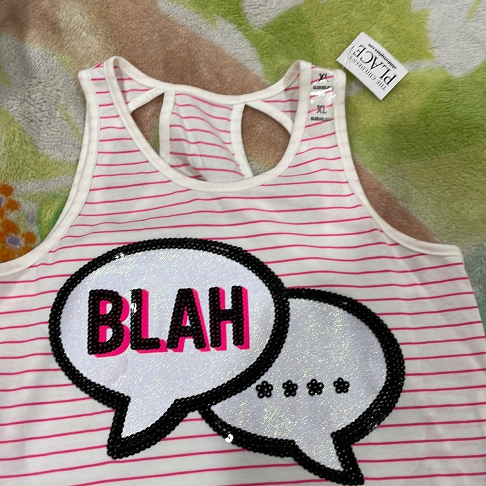 Striped, sequined, glittery Tank top for girls